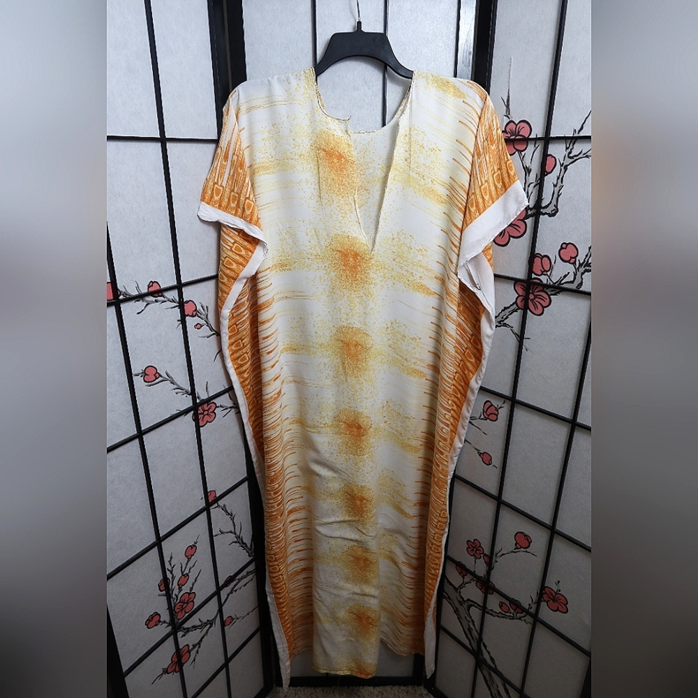 Elegant Orange and White Mumu Ultra Soft